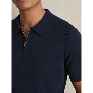 REISS BERKLEY Cotton Half Zip Knitted Polo Shirt